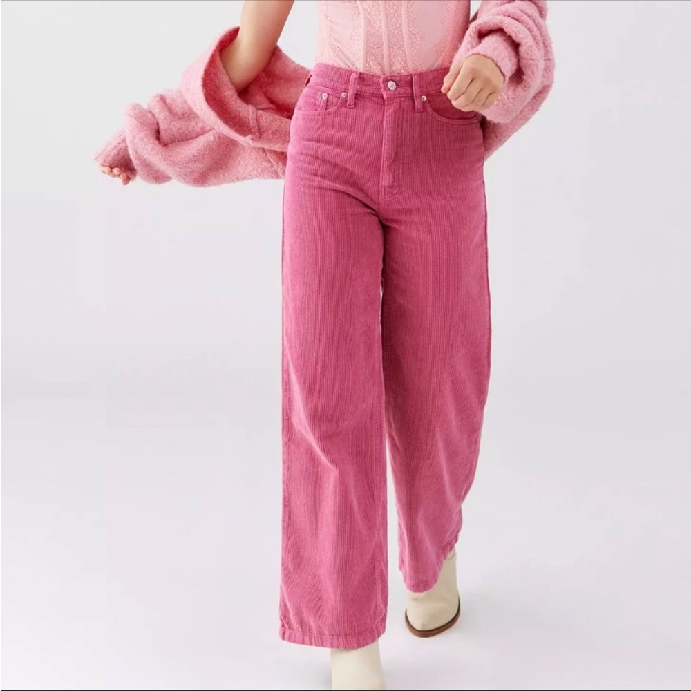 Urban Outfitters BDG High & Wide Corduroy Pants in Pink